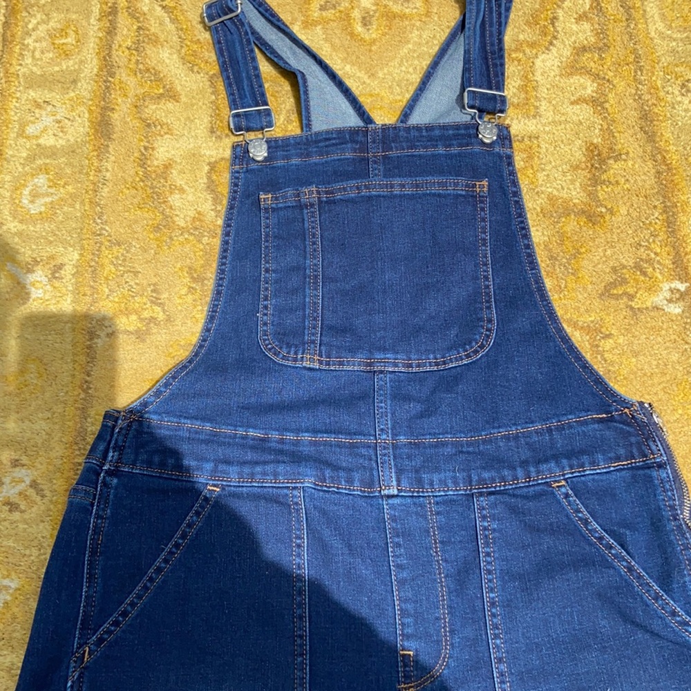 J Crew dark blue overalls side rip skinny stretch